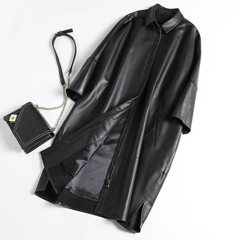 Fashione Shanone | Long loose-effect leather coat