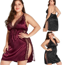 Fashione Shanone | Plus size lace and satin nightie