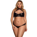 Plus size lace and leather lingerie set