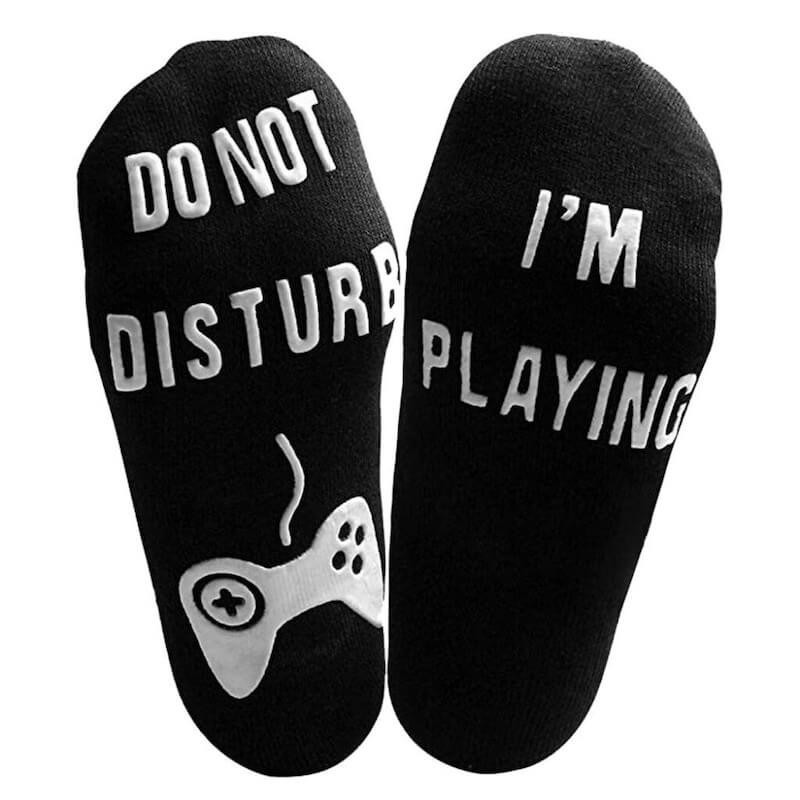 Gamer Chaussettes de jeu, cadeaux amusants, chaussettes « Do Not Disturb Im  Gaming », cadeaux de jeu, chaussettes fantaisie, bleu DND, Blanc DND, 9-13  : : Mode