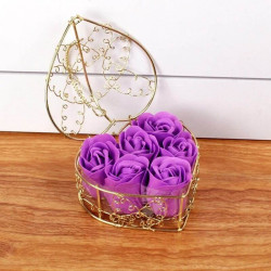 Heart boxe with 6 rose soaps.  Golden heart box.  Rose flower soaps.  Romantic gift