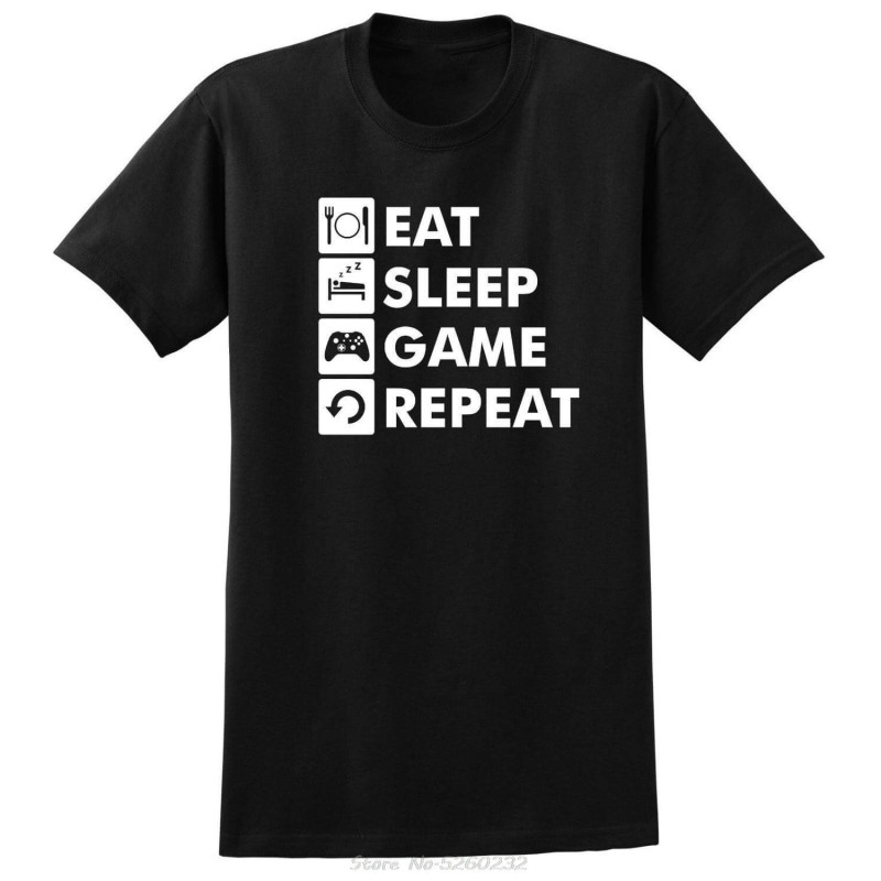 Gamer T-shirt Geek T-shirt EAT SLEEP GAME REPEAT T-shirt