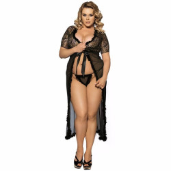 Plus size long dressing gown and G-string