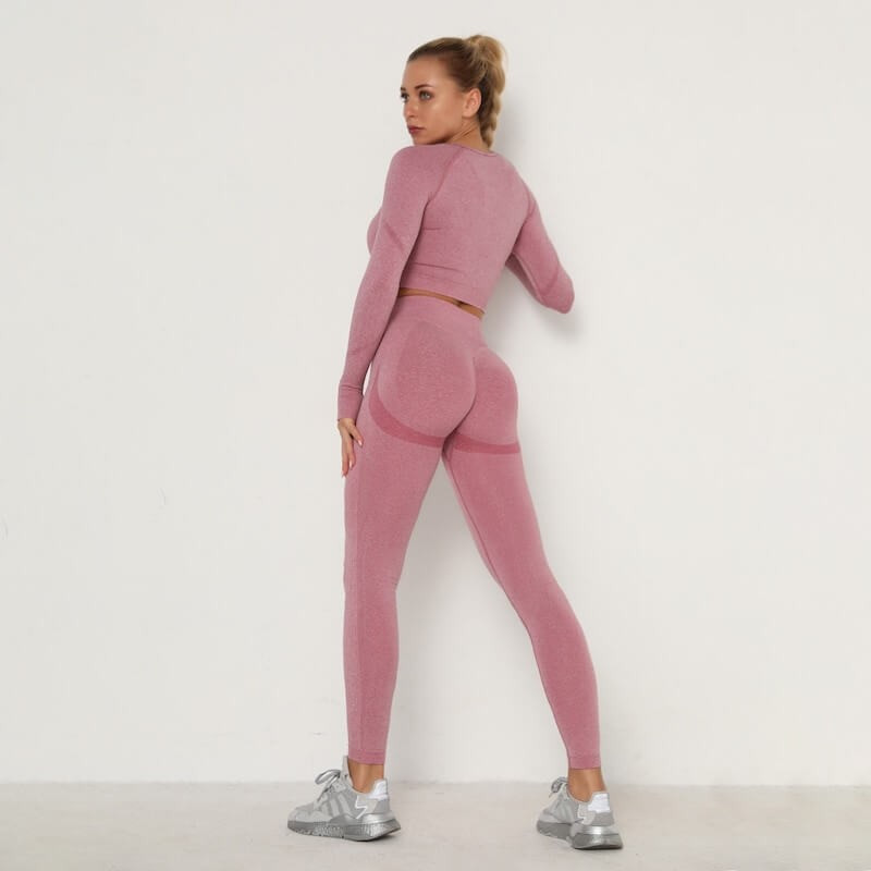 Long sleeves crop top and pants fitness set