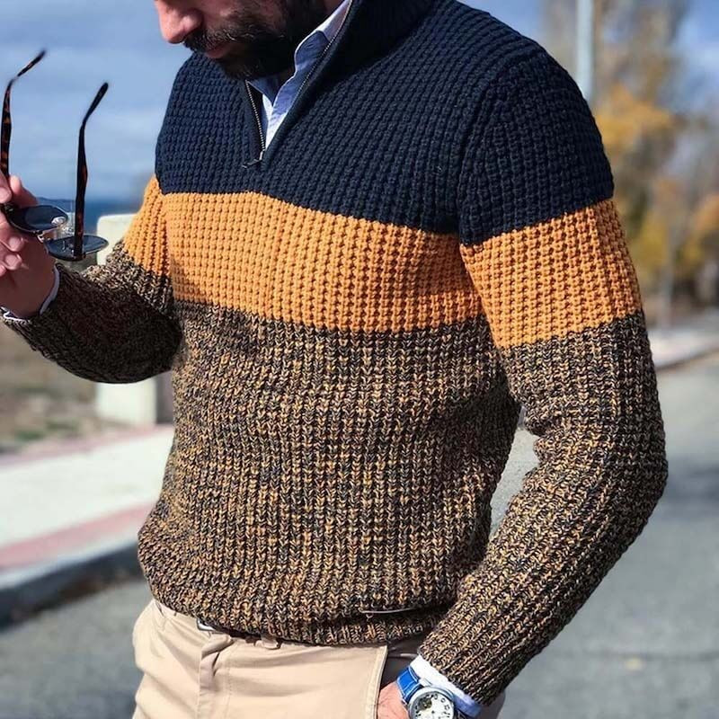 Tricolor V-neck sweater