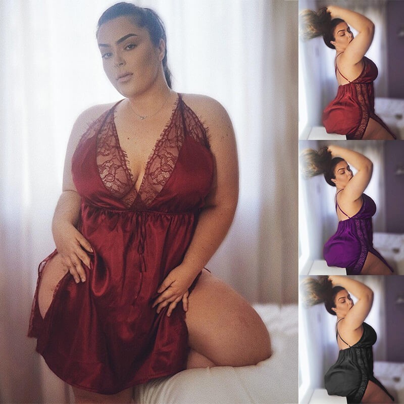 Plus size satin and lace nightie