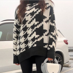 Oversized houndstooth sweater