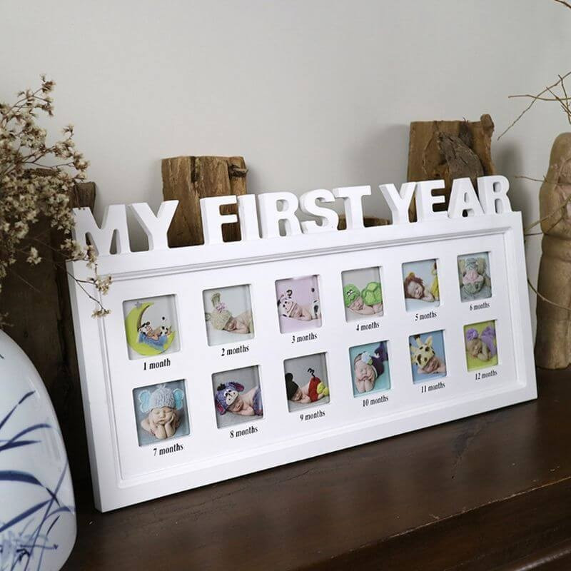 Baby shower gift MY FIRST YEAR photo frame