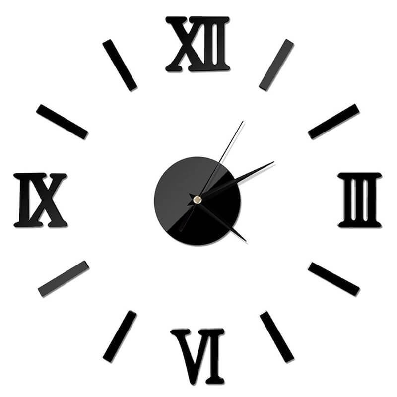 Black roman numeral sticker wall clock