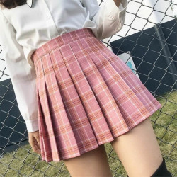 Pleated plaid skirt