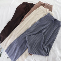 Wide ribbed knit pants