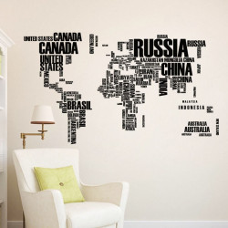 Sticker mural carte du monde