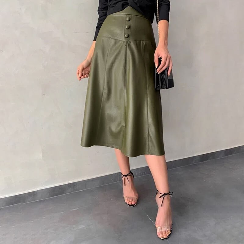 Midi leather skirt