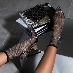 Fishnet ankle boots