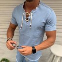 Denim T-shirt with lace-up