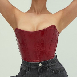Croco leather bustier