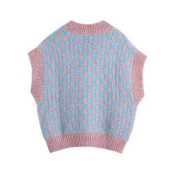 Pink and blue vest sweater