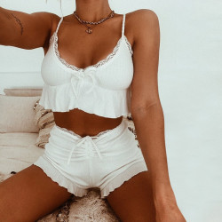 White frilly top and shorts set