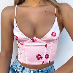 Floral satin strappy top