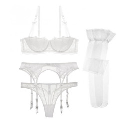 Garter belt and stockings lace lingerie set