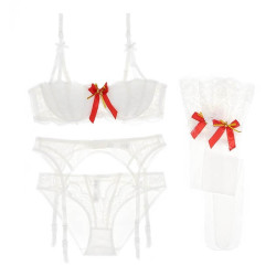 Two-tone lingerie set with garter belt and stockings