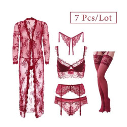 7 pieces lace lingerie set
