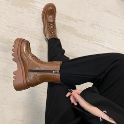 Brown lace-up ankle boots