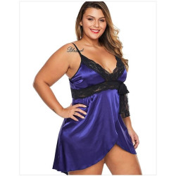 Satin babydoll with matching G-string for curvy women