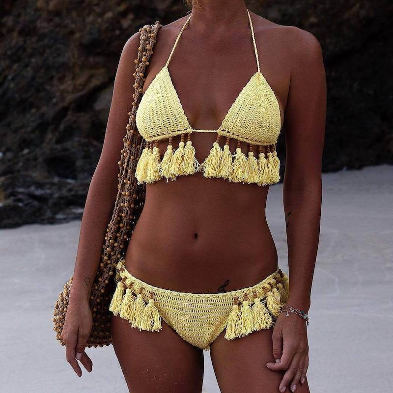 Crochet bikini with fringes