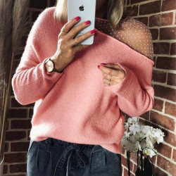 Sweater with lace shoulder