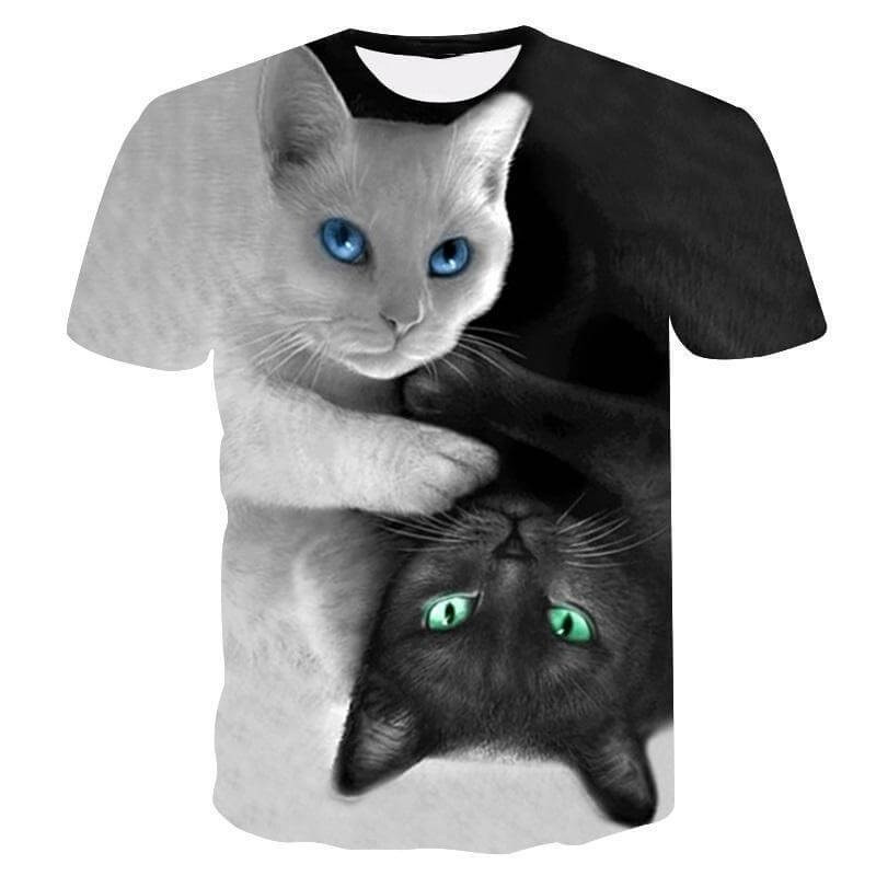 Black and white cat T-shirt