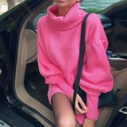 Red pink sweater dress