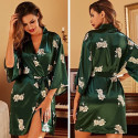 Green satin dressing gown