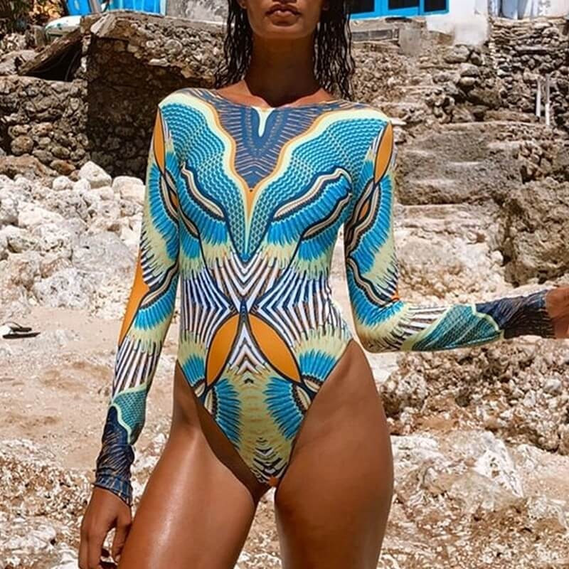 African style one piece swimsuit