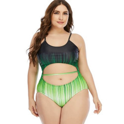 Plus size open belly one-piece swimsuit