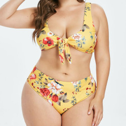 Bikini jaune fleuri grande taille