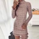 Pink long sleeves dress with high neck