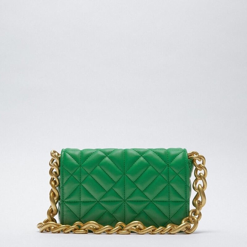 Green quilted handbag