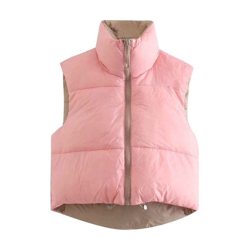 Pink sleeveless puffer jacket