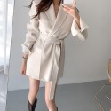 Mid-length wool coat with belt
