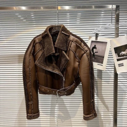 Short brown aviator bomber jacket