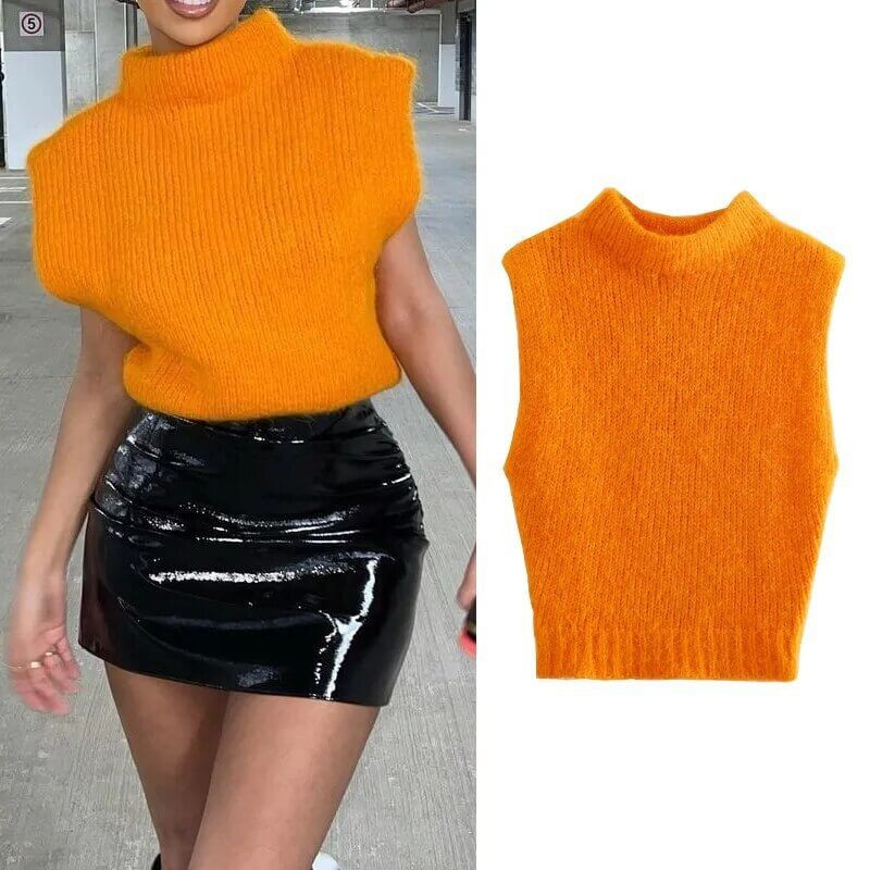 Orange sleeveless sweater