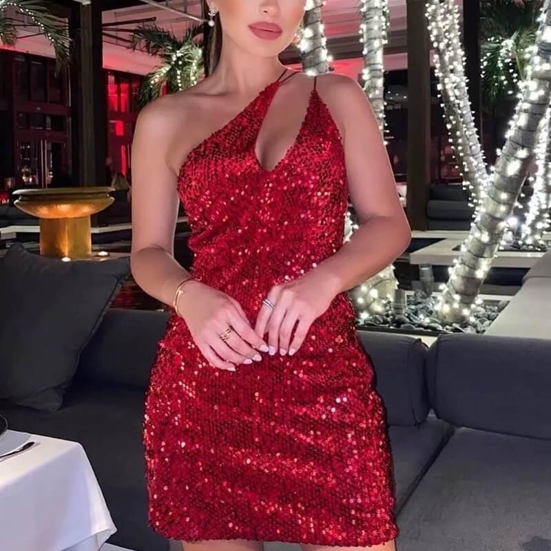 Red sequin dress