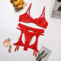 Red lingerie set with garter belt