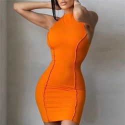 Orange round neck dress