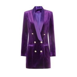 Robe blazer violette en velours