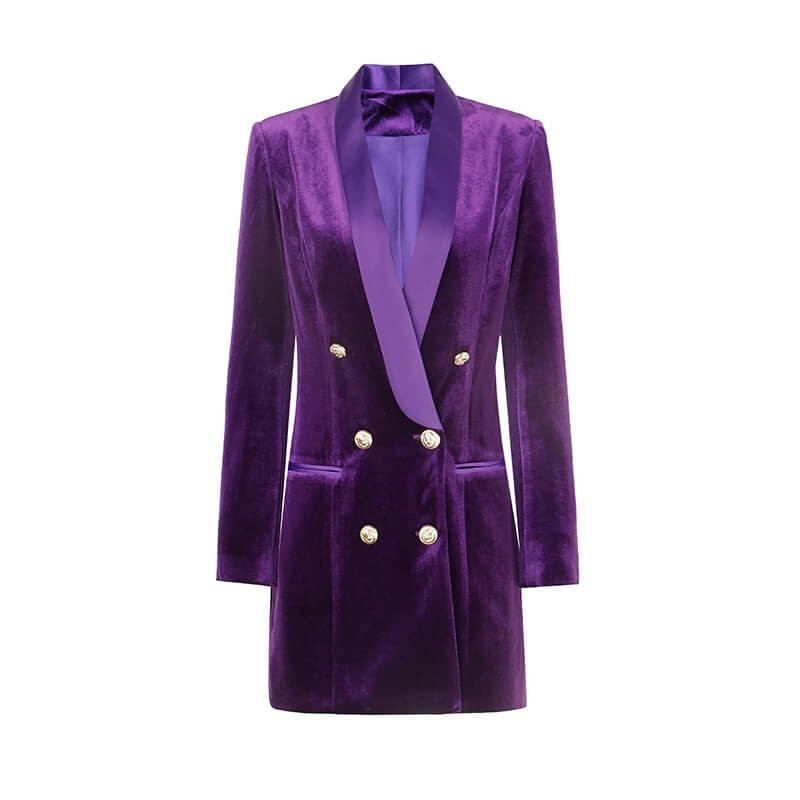 Purple velvet blazer dress