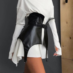 Leather corset belt with garter belt
