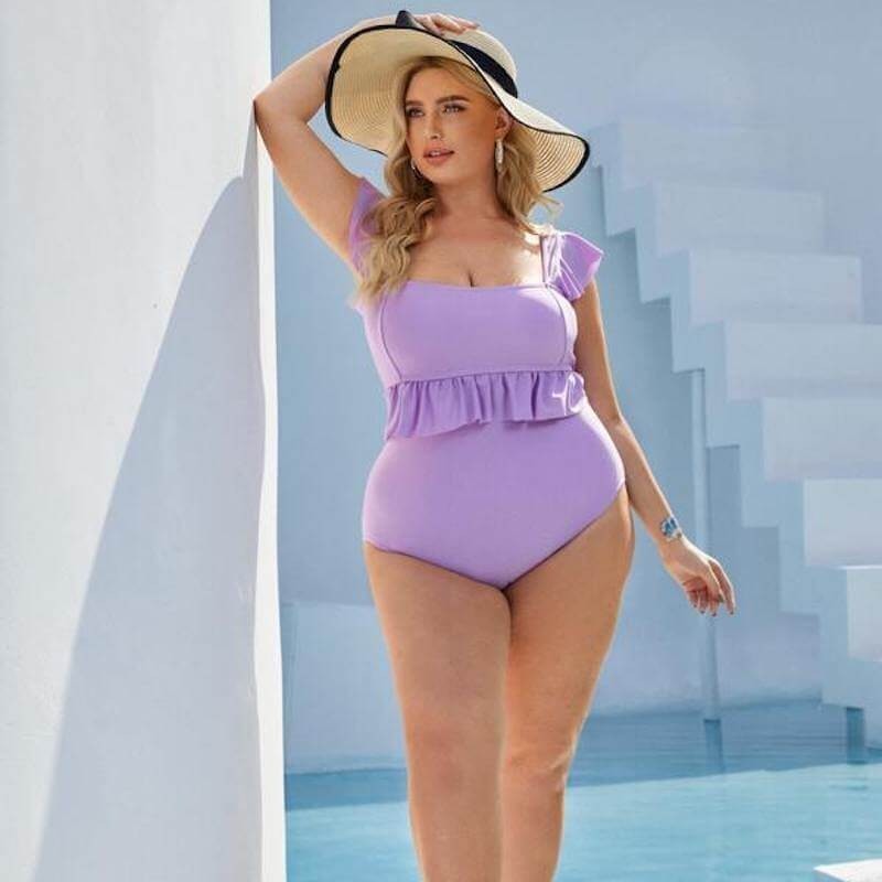 Plus size purple one piece swimsuit