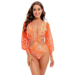 Long sleeves one piece swimsuit